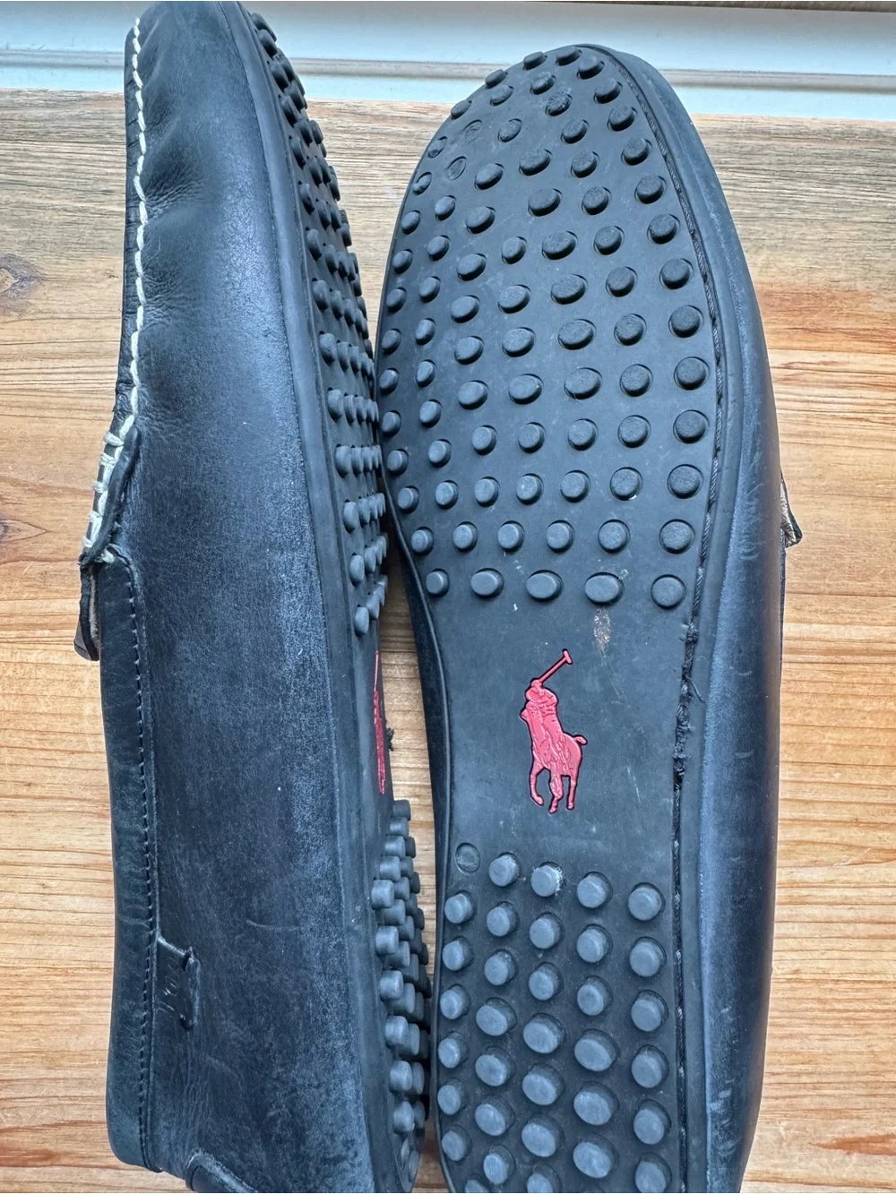 Polo Ralph Lauren Woodley Mens Driving Loafer Shoes Leather Size 15 D Black